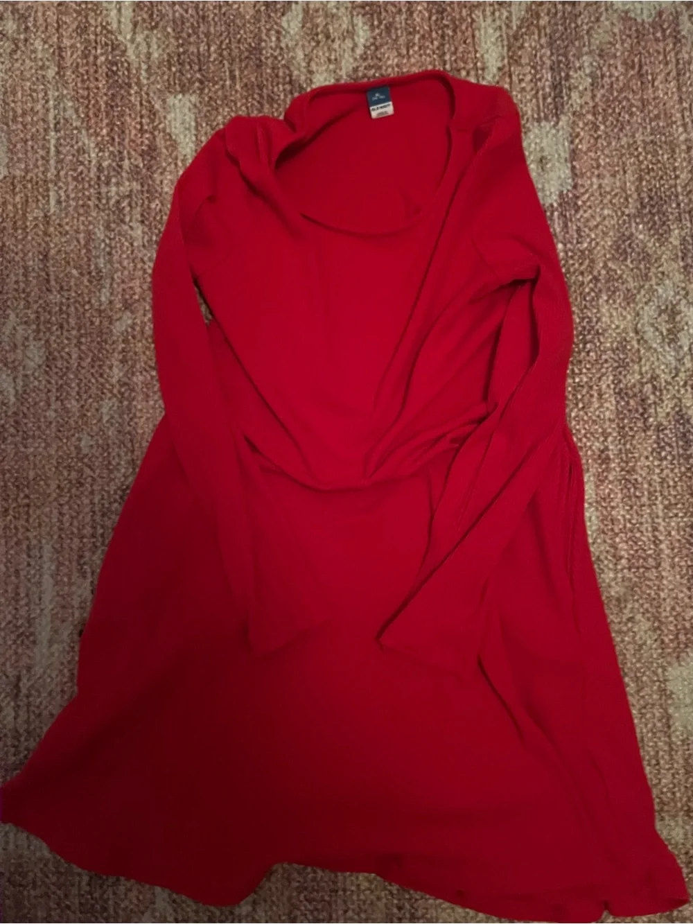 Girls Red Long-Sleeve Skirted Dress